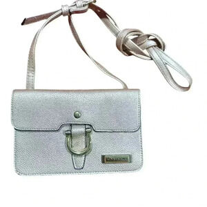 Tahari Rose Gold Mini Glamper Cross Body Bag Faux Pebble Leather